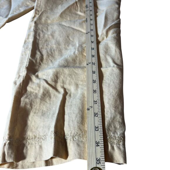 Nikki Valenti Irish Linen Top Pants Set Womens Sz. 16 Embroidered Tan Lagenlook - Picture 11 of 16